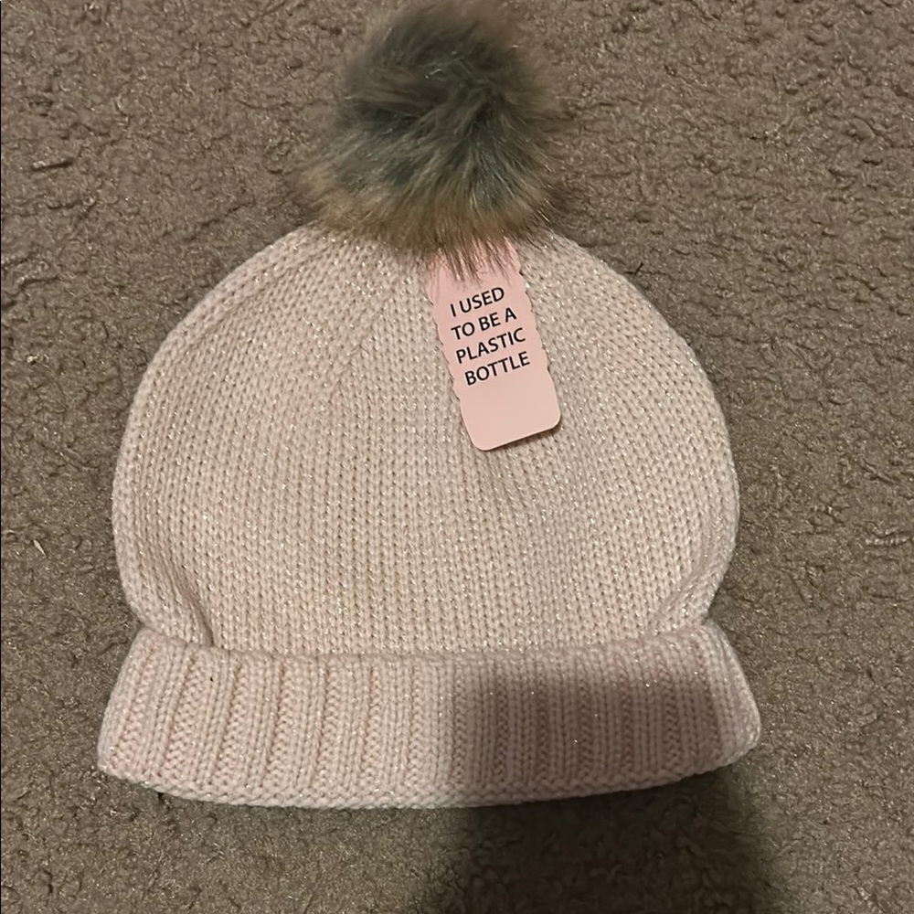 Women’s Beige Knit Hat with Pom Pom